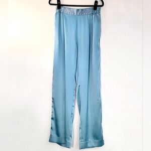 Satin Blue Elastic Waist Jogger Pants